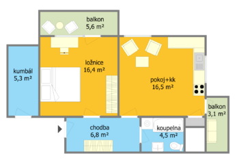 Pronájem bytu 2+kk v osobním vlastnictví 44 m², Brno