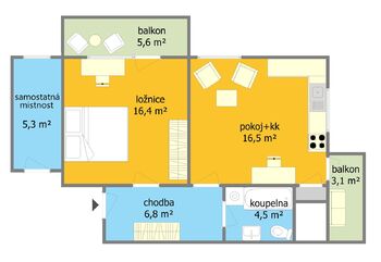 Pronájem bytu 2+kk v osobním vlastnictví 44 m², Brno