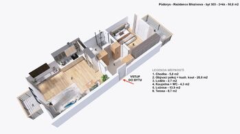 Pronájem bytu 2+kk v osobním vlastnictví 51 m², Prostějov