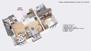 Pronájem bytu 2+kk v osobním vlastnictví 55 m², Prostějov