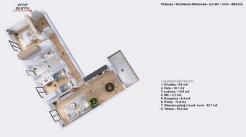 Pronájem bytu 3+kk v osobním vlastnictví 87 m², Prostějov
