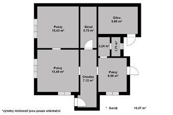 Orientační půdorys - Prodej domu 56 m², Krakovany