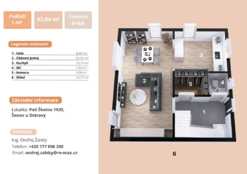 půdorys 1NP - Prodej domu 131 m², Šenov