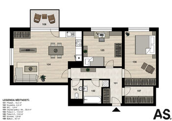 Prodej bytu 3+kk v osobním vlastnictví 86 m², Praha 9 - Letňany
