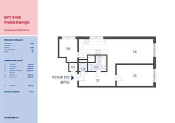 Prodej bytu 3+kk v osobním vlastnictví 55 m², Praha 4 - Kamýk
