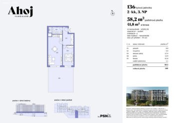 Prodej bytu 2+kk v osobním vlastnictví 58 m², Praha 4 - Modřany