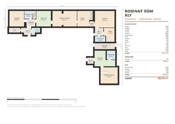 Půdorys - Prodej domu 222 m², Kly