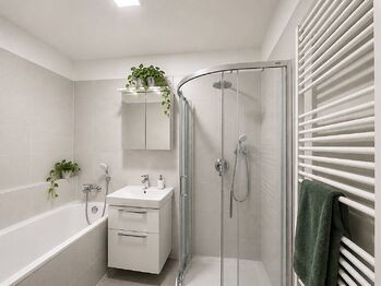 Byt 3+kk - Koupelna s vanou a sprchovým koutem - Prodej bytu atypický v osobním vlastnictví 204 m², České Budějovice