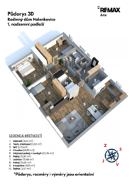 Půdorys 3D - 1.NP - Prodej domu 111 m², Halenkovice
