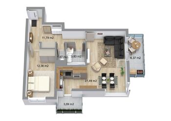 Byt 2+kk, 57 m2, 2 balkony, Nadační, Medlánky, Brno - Prodej bytu 2+kk v osobním vlastnictví 57 m², Brno