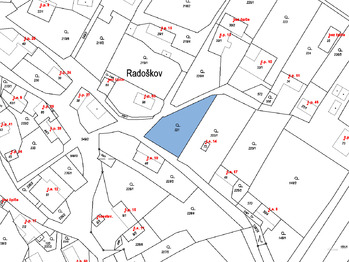 snímek z katastrální mapy - Prodej pozemku 692 m², Přibyslavice