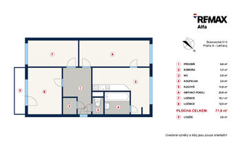 Prodej bytu 3+1 v osobním vlastnictví 72 m², Praha 9 - Letňany