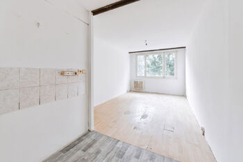 Obývací pokoj s kuchyní  - Prodej bytu 2+kk v družstevním vlastnictví 40 m², Praha 9 - Prosek