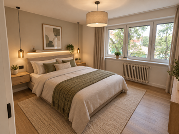 Vizualizace ložnice - Prodej bytu 3+1 v družstevním vlastnictví 83 m², Zlín