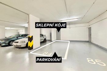vyznačené parkování a sklep - Prodej bytu 3+kk v osobním vlastnictví 81 m², Praha 9 - Letňany