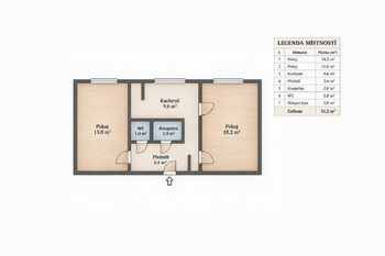 Prodej bytu 2+1 v osobním vlastnictví 49 m², Praha 9 - Hloubětín