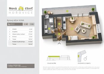 Prodej bytu 1+kk v osobním vlastnictví 39 m², Hořovice