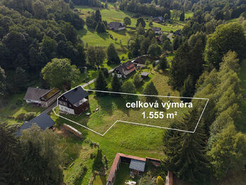 Dron - pohled na pozemek a dům - Prodej chaty / chalupy 253 m², Bartošovice v Orlických horách