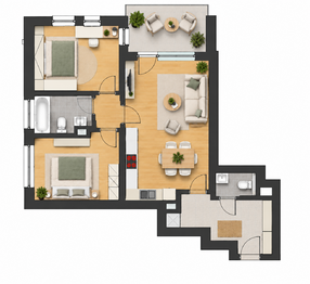 Plánek bytu - Pronájem bytu 3+kk v osobním vlastnictví 78 m², Praha 8 - Dolní Chabry