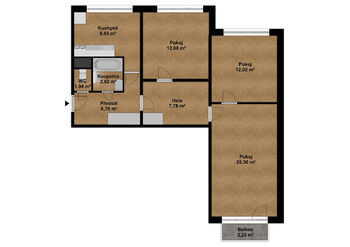 Prodej bytu 3+1 v osobním vlastnictví 72 m², Tábor