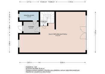 Půdorys 1.NP - Prodej domu 100 m², Praha 9 - Horní Počernice