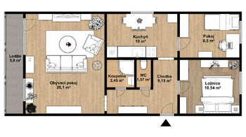 Prodej bytu 3+1 v osobním vlastnictví 69 m², Most