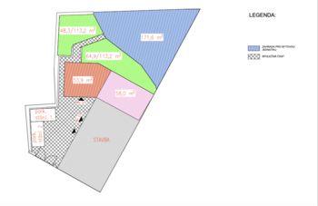 Mapa zahrady - Prodej bytu 4+kk v osobním vlastnictví 117 m², Praha 9 - Horní Počernice