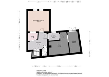Půdorys 1.NP - Prodej domu 81 m², Řepín