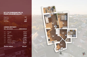 Prodej bytu 2+1 v osobním vlastnictví 86 m², Praha 10 - Dolní Měcholupy