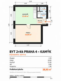 Prodej bytu 2+kk v osobním vlastnictví 39 m², Praha 4 - Kamýk