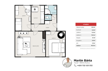 Prodej bytu 3+1 v osobním vlastnictví 68 m², Zvoleněves