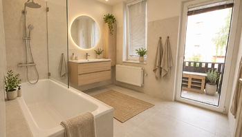 vizualizace koupely - Prodej bytu 3+1 v osobním vlastnictví 84 m², České Budějovice