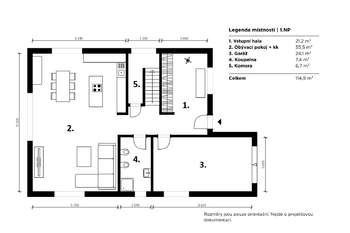 půdorys 1.NP - Prodej domu 220 m², Polerady