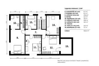 půdorys 2.NP - Prodej domu 220 m², Polerady