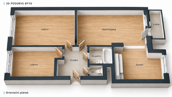 Orientační plánek  - Prodej bytu 3+1 v osobním vlastnictví 62 m², Praha 9 - Černý Most