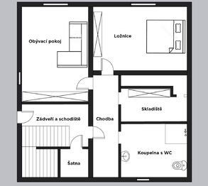 Půdorys přízemí - Prodej domu 218 m², Stará Huť