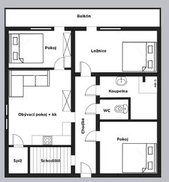 Půdorys 2. patro - Prodej domu 218 m², Stará Huť