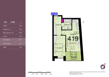 Pronájem bytu 2+kk v osobním vlastnictví 44 m², Chrudim