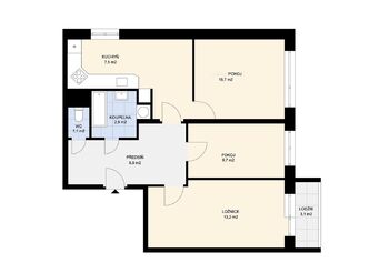 obývák s příčkou - Pronájem bytu 3+kk v osobním vlastnictví 67 m², Mladá Boleslav