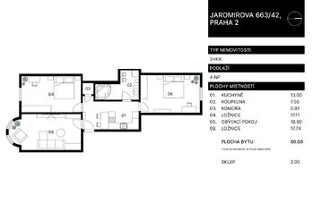 Prodej bytu 3+1 v osobním vlastnictví 80 m², Praha 2 - Nusle