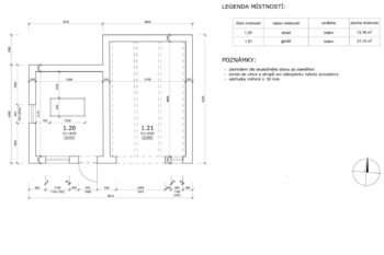 Půdorys s rozměry vedlejší stavba - Prodej domu 172 m², Krakovany