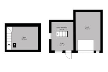 Orientační půdorys sklepa a vedlejší stavby - Prodej domu 172 m², Krakovany