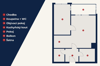 Plánek bytu - Pronájem bytu 2+kk v osobním vlastnictví 51 m², Praha 5 - Hlubočepy