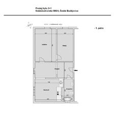 orientační půdorys byt - Prodej bytu 2+1 v osobním vlastnictví 54 m², České Budějovice