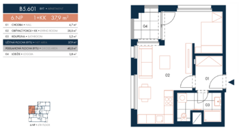 Pronájem bytu 1+kk v osobním vlastnictví 38 m², Praha 4 - Nusle