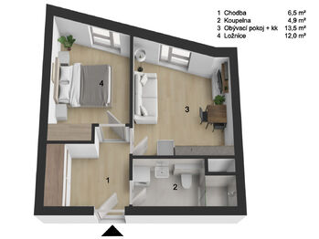 Pronájem bytu 2+kk v osobním vlastnictví 38 m², Hořovice