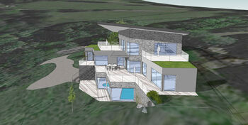 vizualizace dům s bazénem - Prodej pozemku 4558 m², Kraslice
