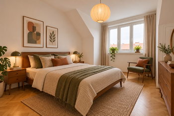 Vizualizace ložnice - Prodej bytu 2+kk v osobním vlastnictví 42 m², Praha 4 - Podolí