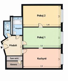 Prodej bytu 2+1 v družstevním vlastnictví 76 m², Praha 9 - Vysočany