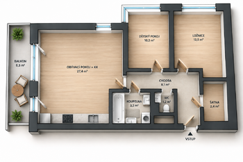 Pronájem bytu 3+kk v osobním vlastnictví 65 m², Jinočany
